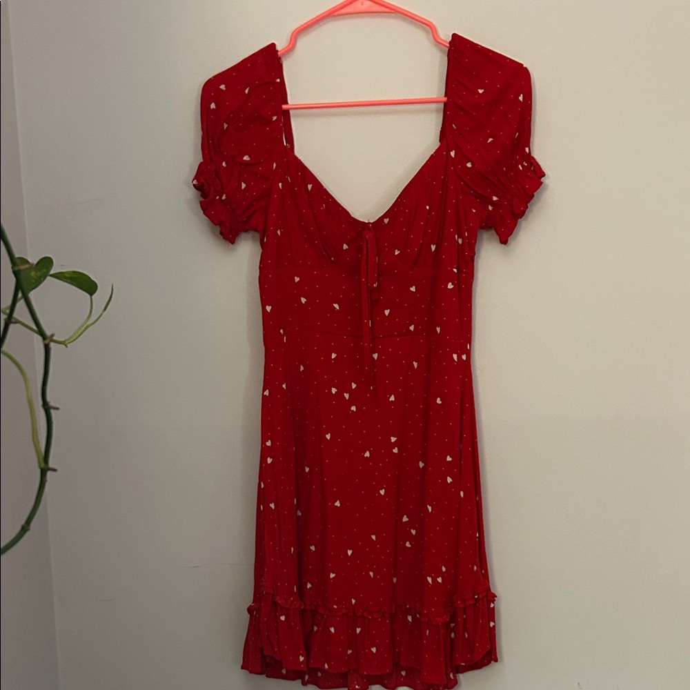 Red Heart Print Dress